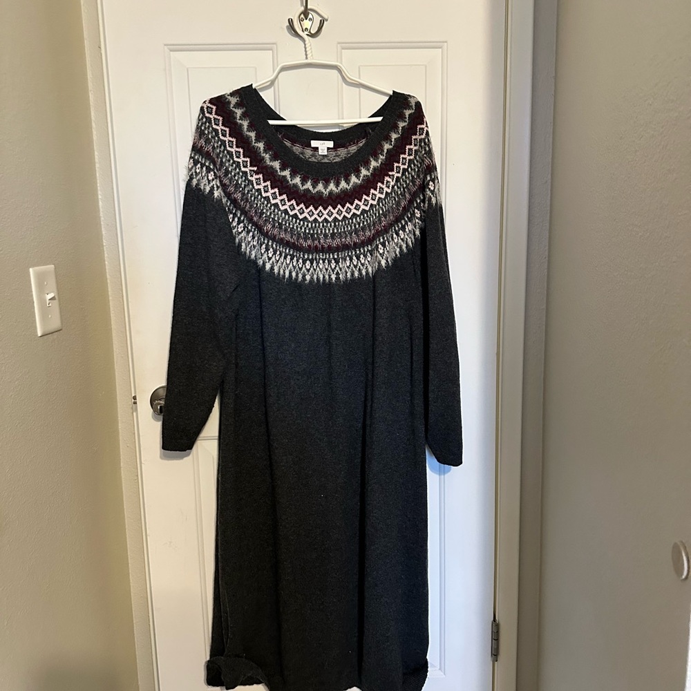 J. Jill 3x cotton blend Gray and Red Knit Sweater dress